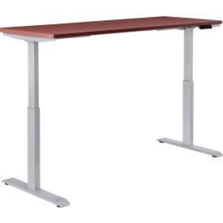 GLOBAL EQUIPMENT Interion    Electric Height Adjustable Desk, 72"W x 30"D, Mahogany W/ Gray Base 695781MHGY